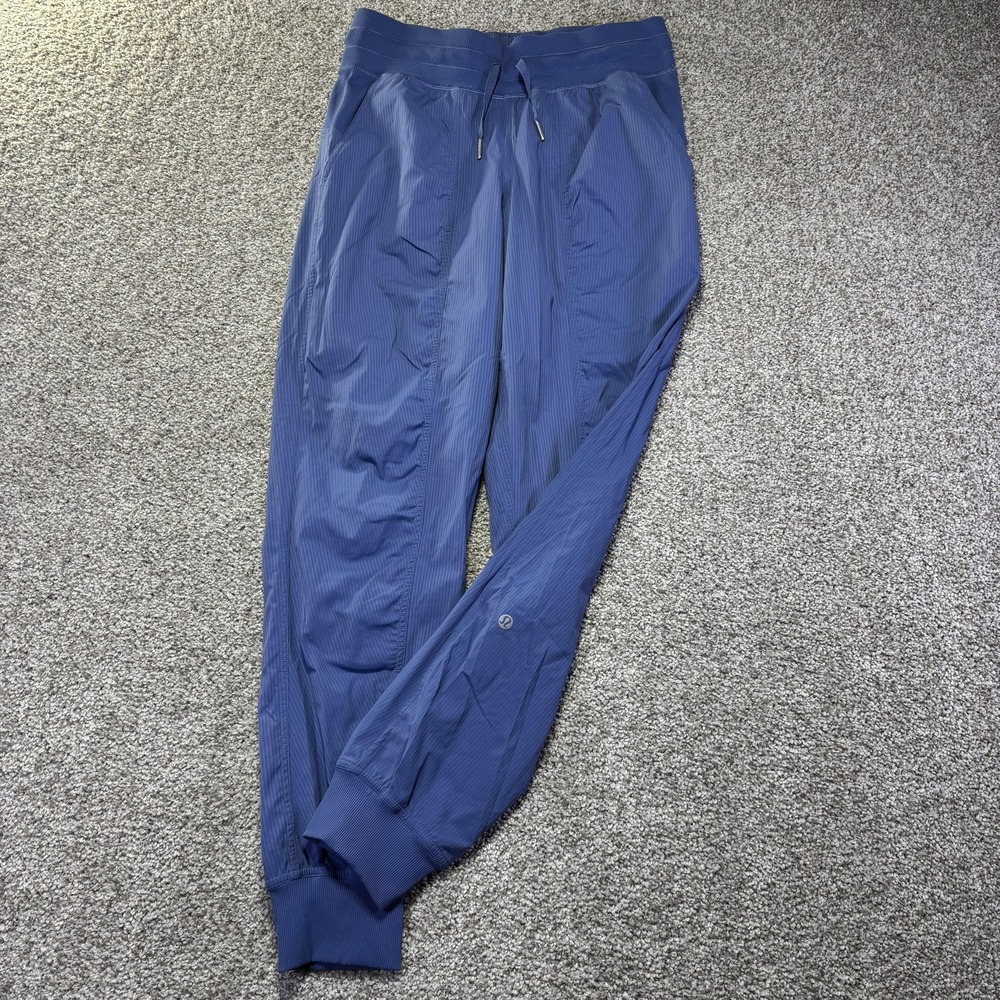 Lululemon Pants Womens 6 Blue Striped Lightweight Track Joggers Pockets Athletic